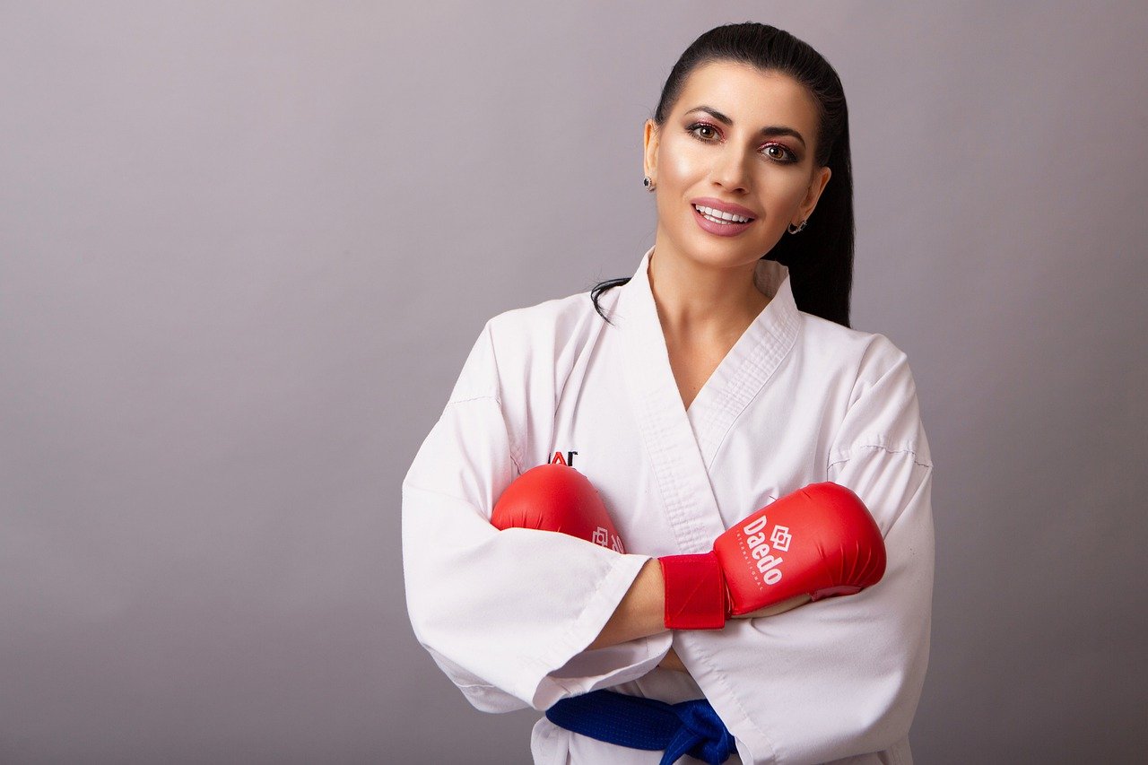 woman, karate, box